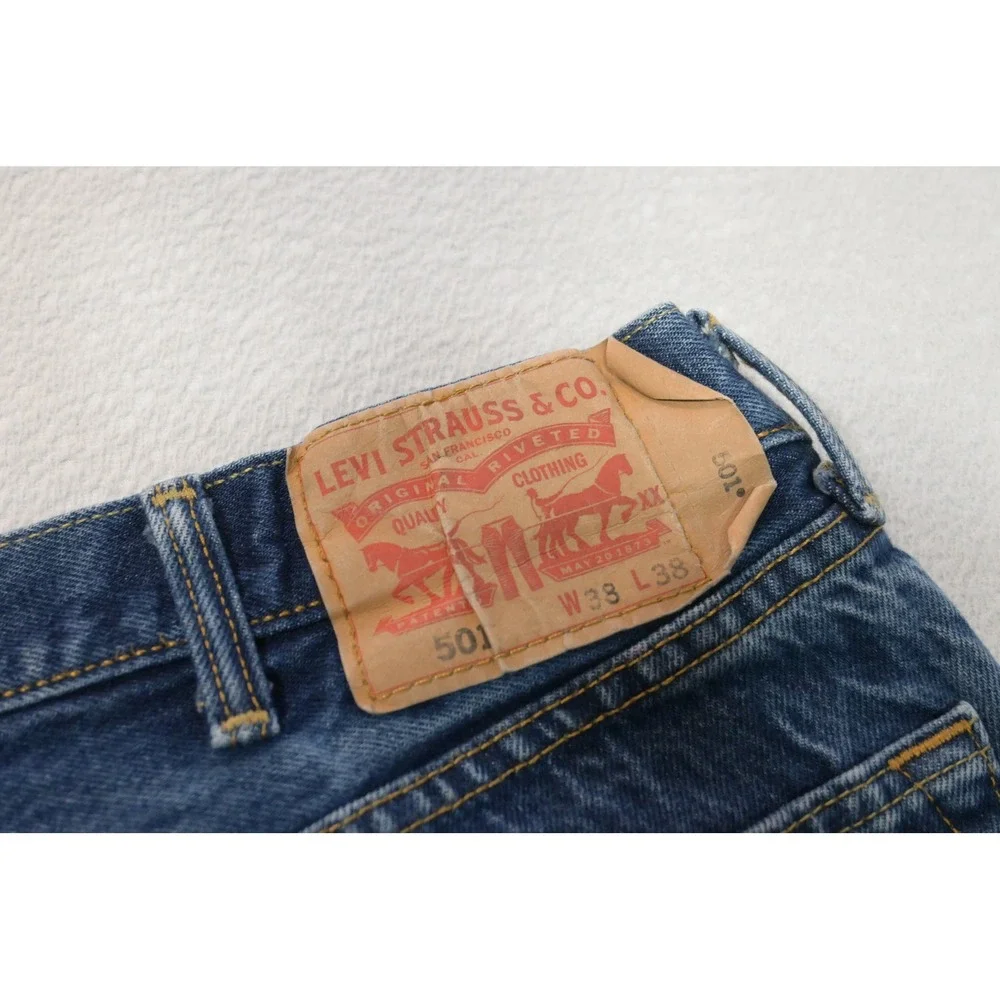 Levis 501 Original Fit Jeans Mens 38x34 Blue Straight Leg Button Fly Excellent